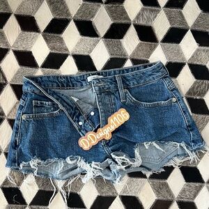 Forever 21 Blue Frayed Jean Shorts